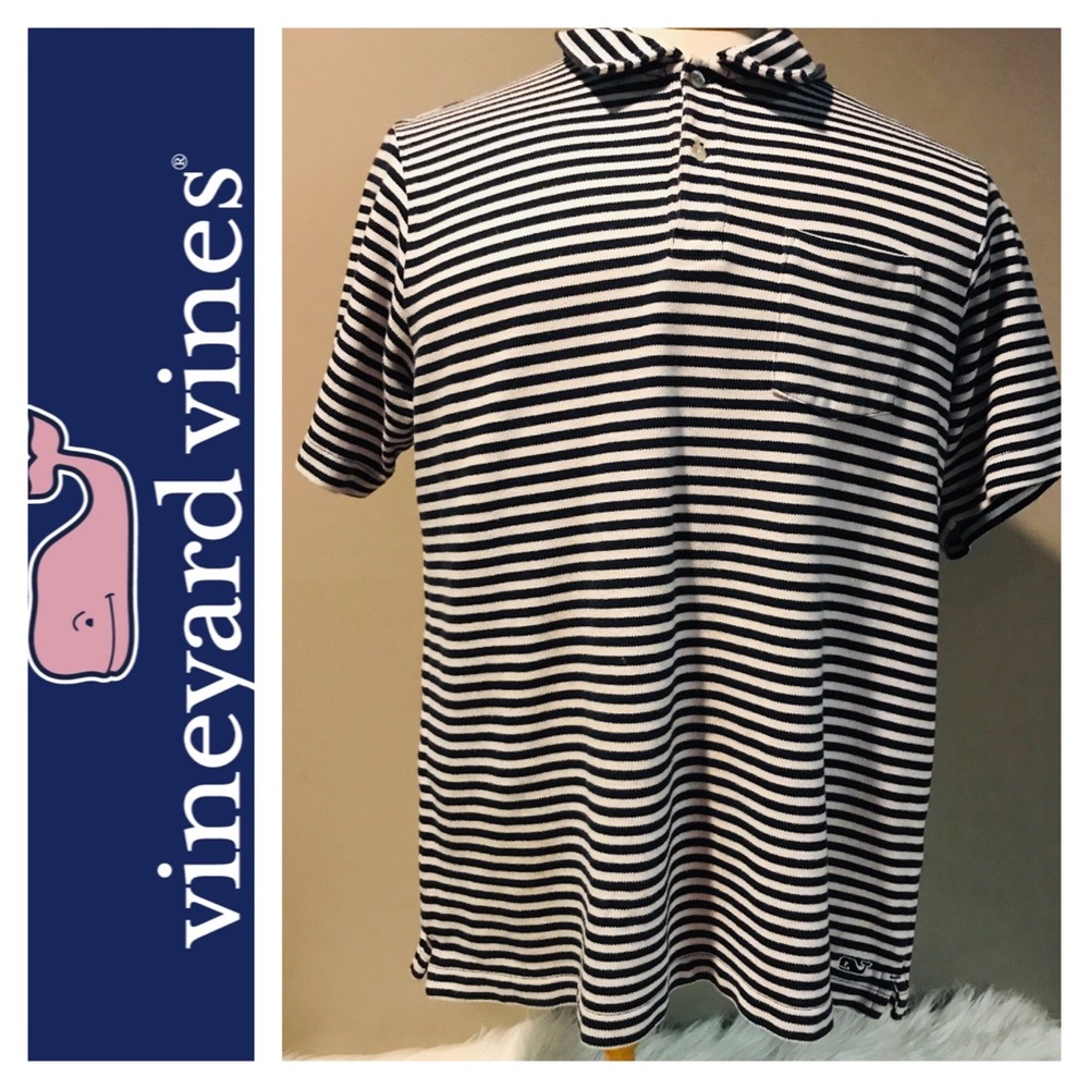 VINEYARD VINES Men’s Medium Navy Stripped Polo